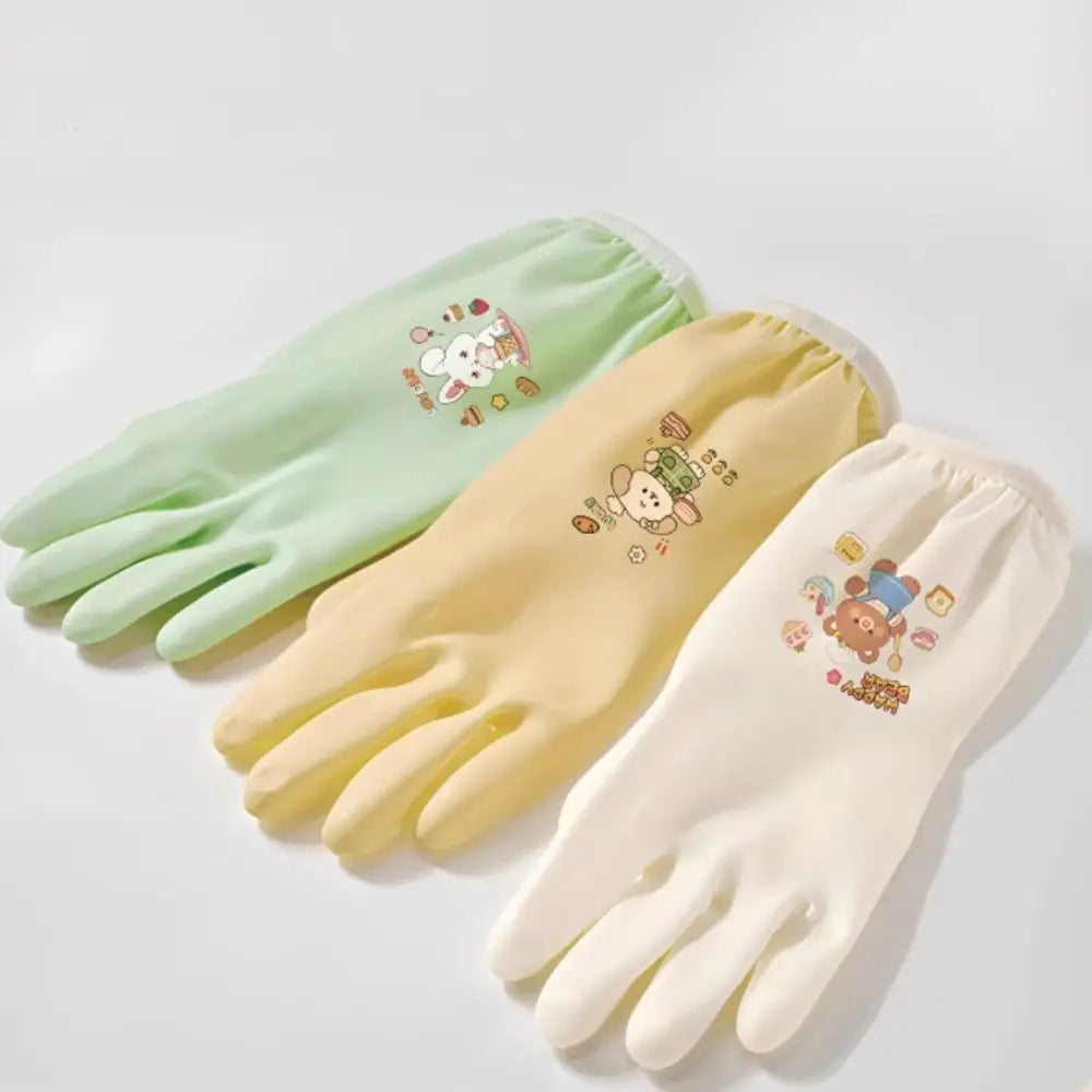 Cute Cartoon Kitchen Dishwashing Gloves – Non-Slip, Reusable