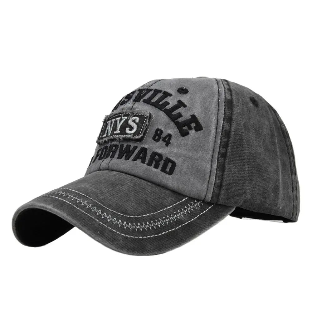 Hip Hop NYS Patch Distressed Denim Baseball Cap – Unisex Baseball Cap Nixie black-grey
