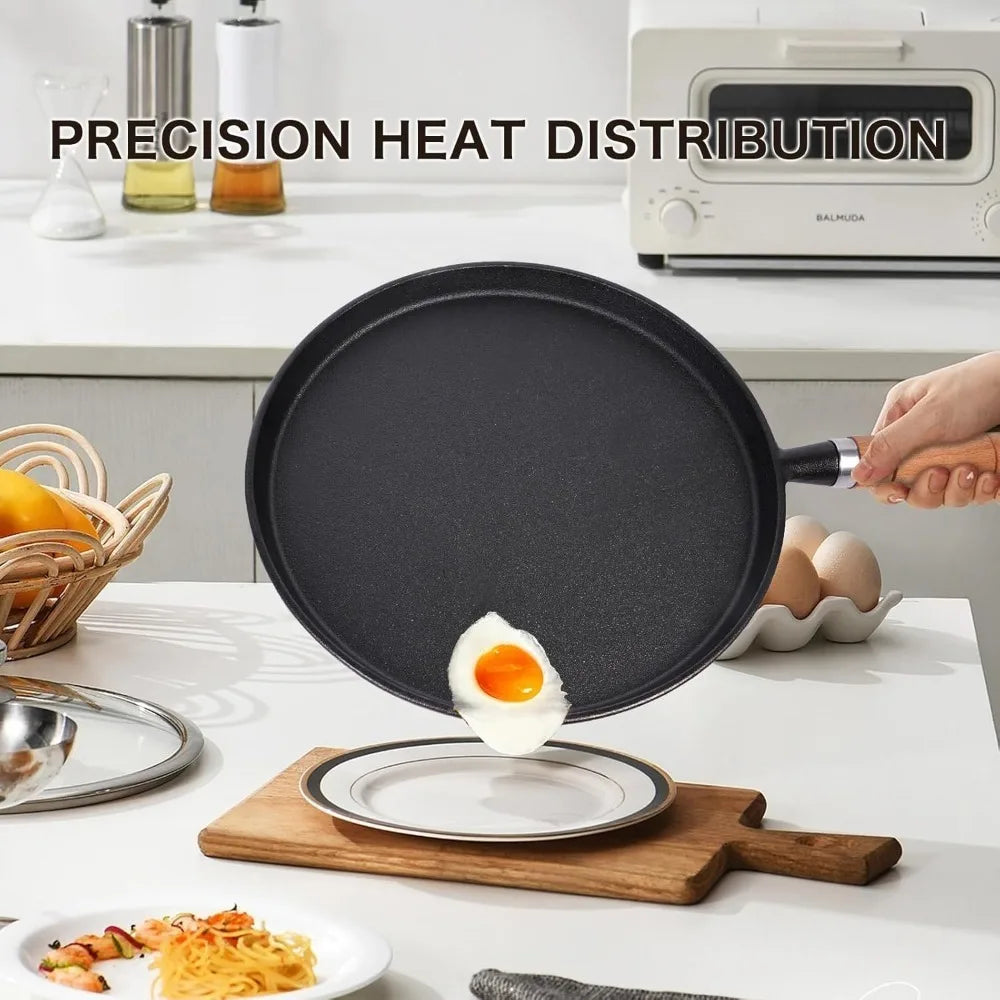 Cast Iron Frying Pan – Uncoated Non-Stick Crepe & Egg Pan Cast Iron Skillet Nixie