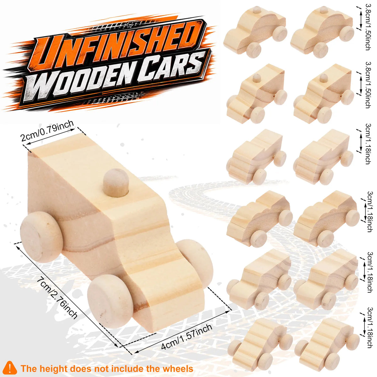 12/8Pcs Unfinished Wooden Paintable DIY Car Toys for Kids