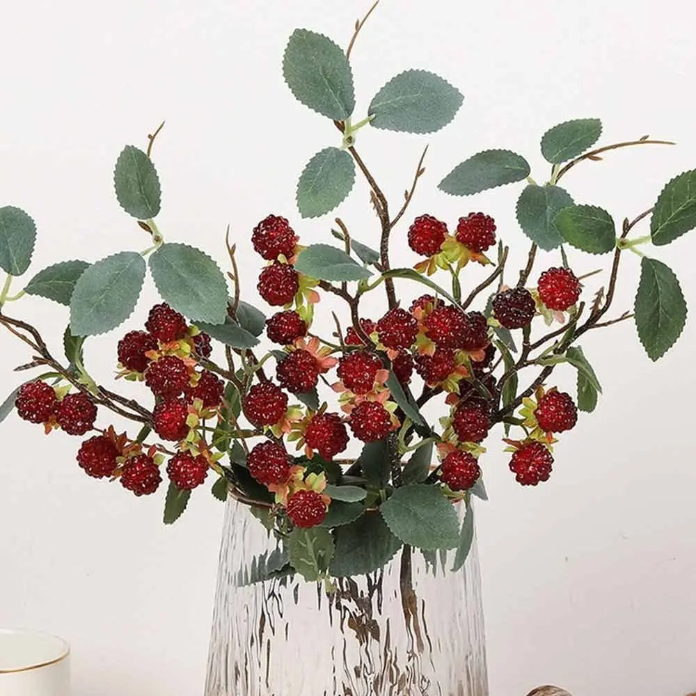 Raspberry Artificial Berry Branches – Faux Fruit Floral Decor