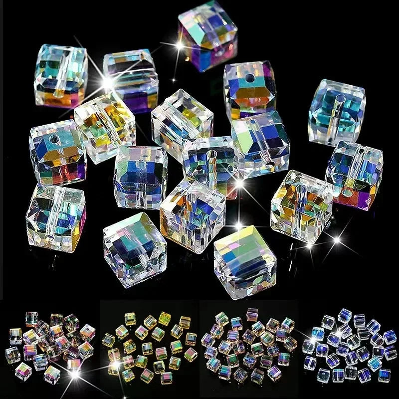 AB Crystal Cube Glass Beads 4/6/8mm – DIY Jewelry Making Crystal Craft Beads Nixie