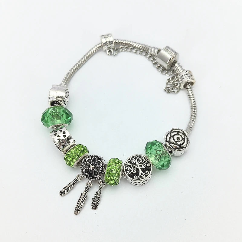 Crystal Bracelet Flower Tree Dream Catcher Tassel Beads Fashion Bracelet Nixie