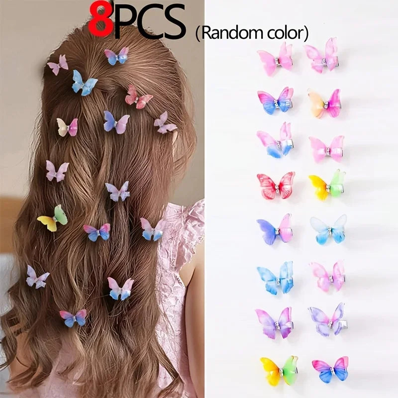 Gradient Butterfly Hair Clips Set 8/12 Pcs – Double Layer Barrette