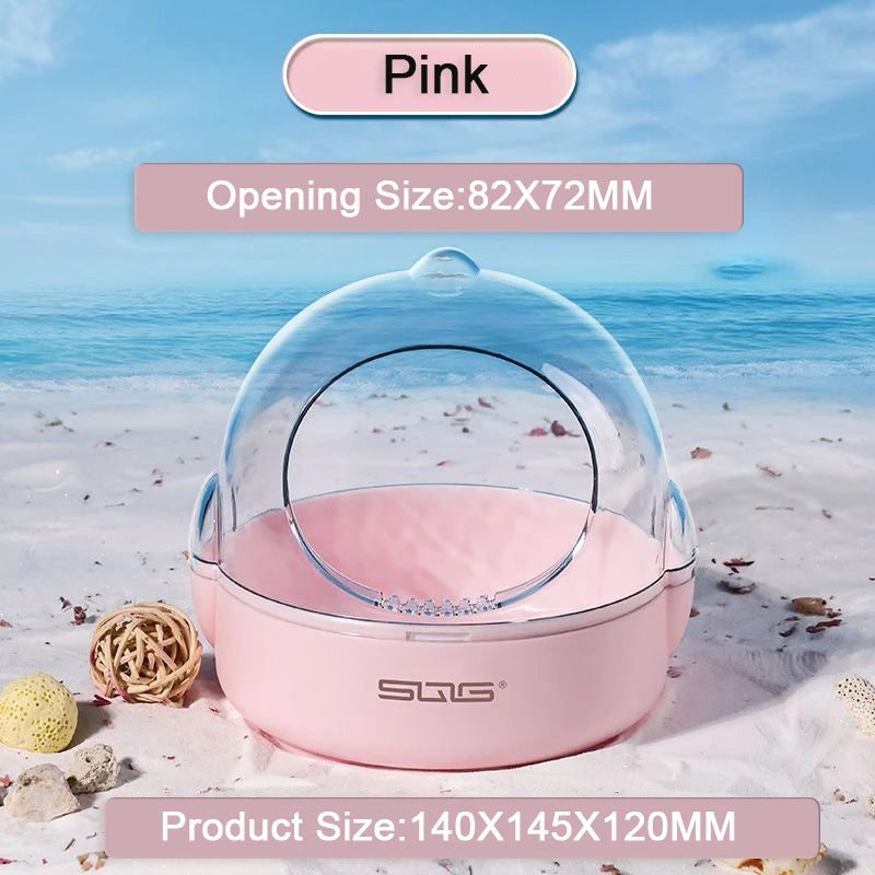 Hamster Bath House & Toilet – Large Transparent Sand Basin Hamster Bath House Nixie Pink