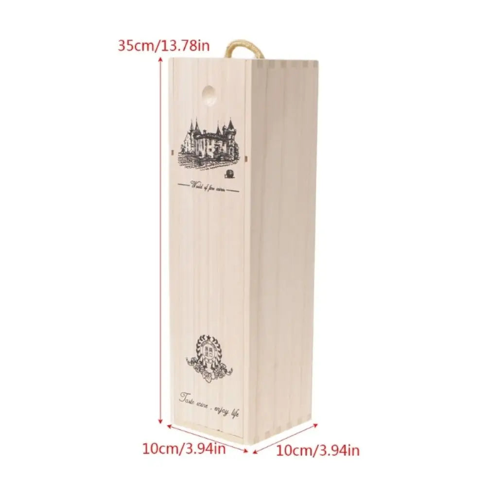 Wooden Wine Box with Rope Handle – Sun-Proof Gift Storage