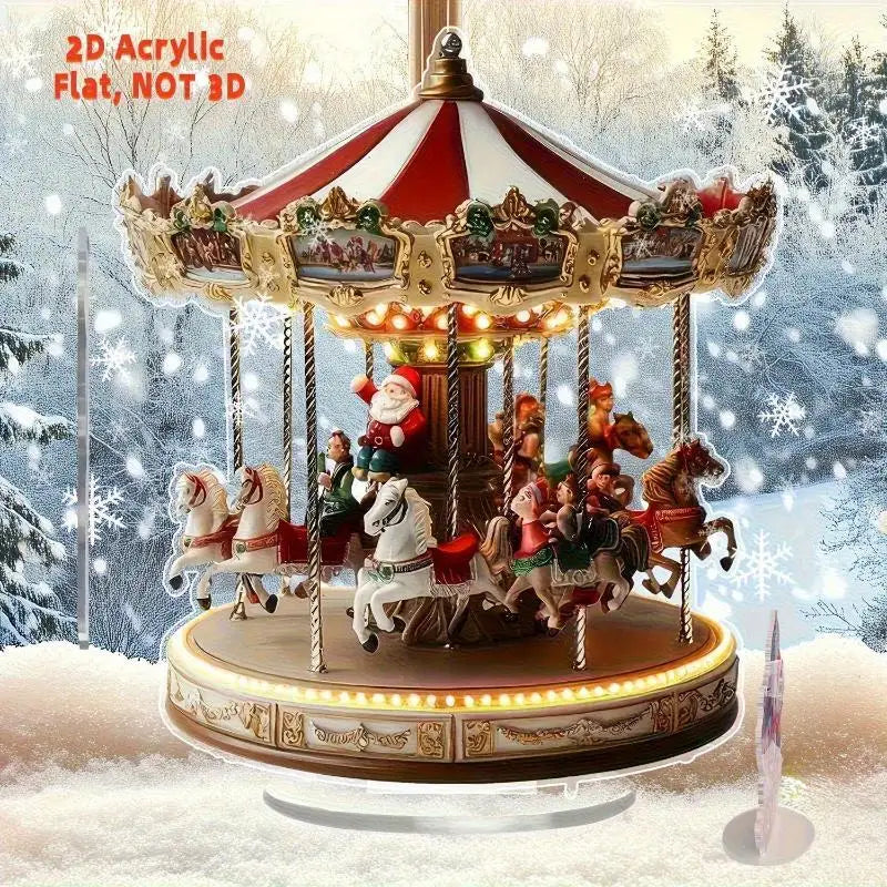 2D Acrylic Santa Reindeer Desktop Christmas Ornament Decor Christmas Acrylic Ornament Nixie