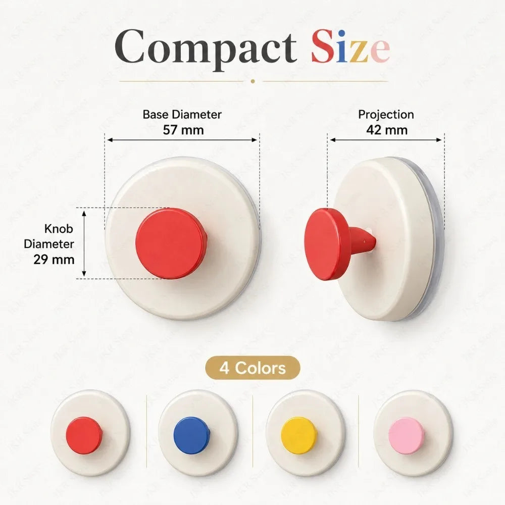 No-Drill Suction Cup Hooks | Colorful Wall Hangers 4-Pack