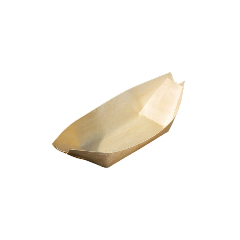 50 PCS Disposable Wooden Boat-Shaped Plates | Multi-Size Trays Disposable Serving Plates Nixie 3-