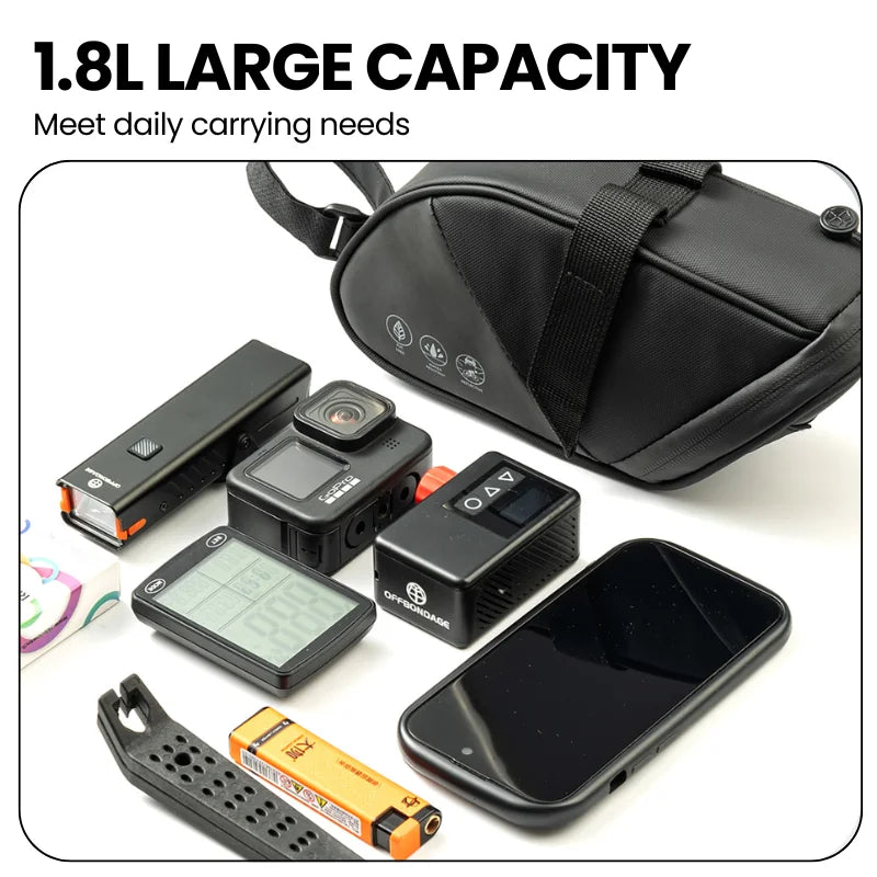 OFFBONDAGE Reflective Waterproof Bike Saddle Bag 1.8L Bicycle Saddle Bag Nixie