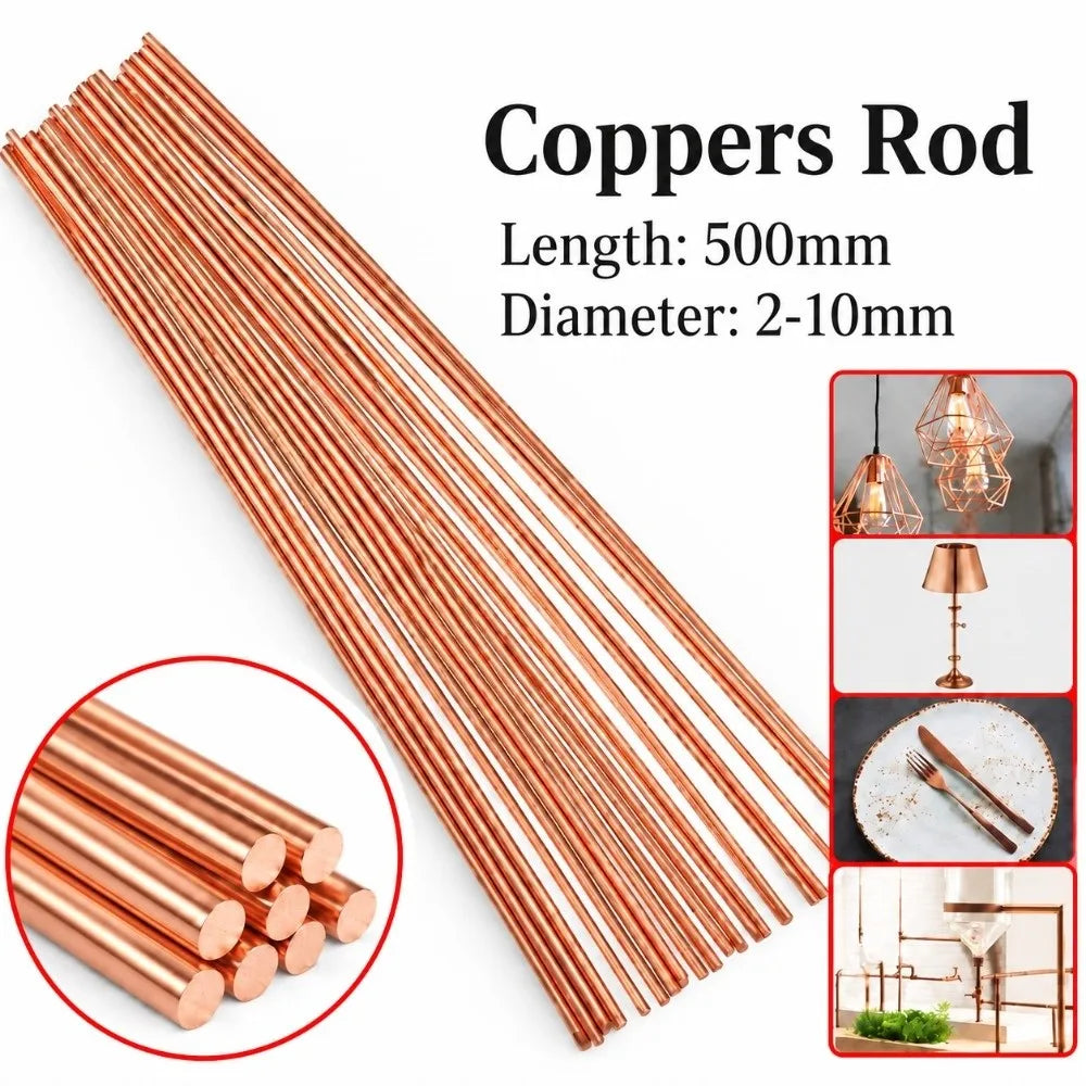 T2 Copper Round Bar Rod 2–10mm Diameter 500mm | DIY Metal