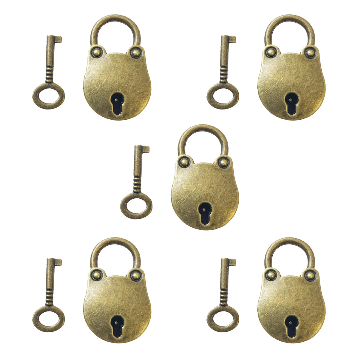 Vintage Bear Head Padlock with Key | Antique Bronze Mini Lock Set Decorative Padlock Nixie 5pcs