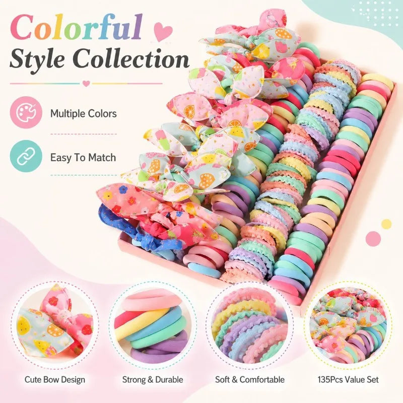 135-Piece Flower Hair Accessories Set – Bands & Clips for Girls Hair Accessories Set Nixie