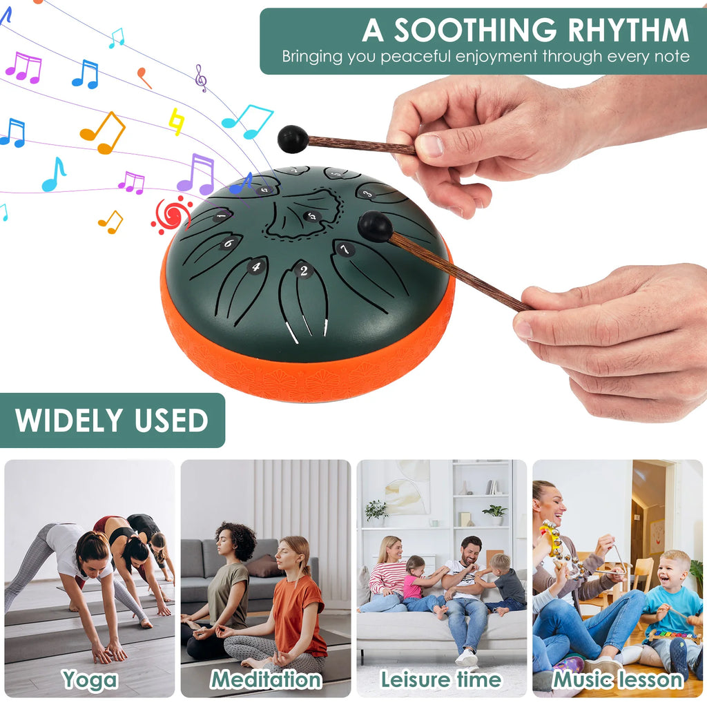 Steel Tongue Drum 11-Key Portable Hand Pan – Yoga & Meditation Hand Pan Drum Nixie