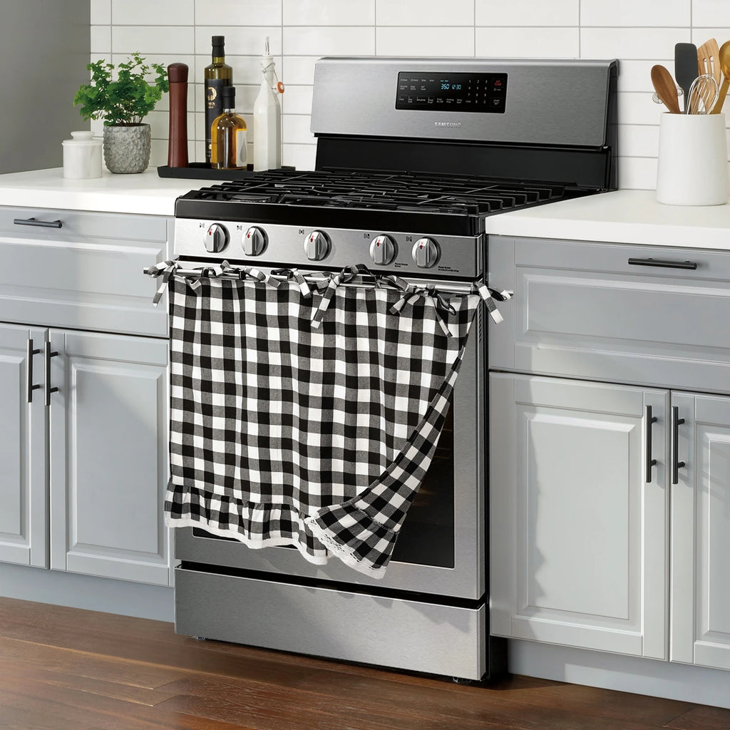 Checkered Farmhouse Oven Skirt Curtain | Kitchen Decor Kitchen Skirt Curtain Nixie