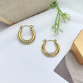 Imitation Pearl Gold Hoop Earrings – Stainless Steel Fashion