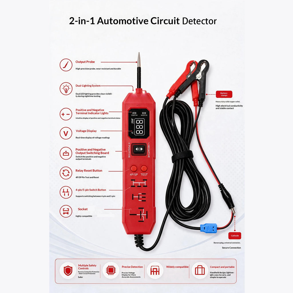 DW833 2-in-1 Automotive Relay & Circuit Tester 12V/24V Automotive Relay Tester Nixie