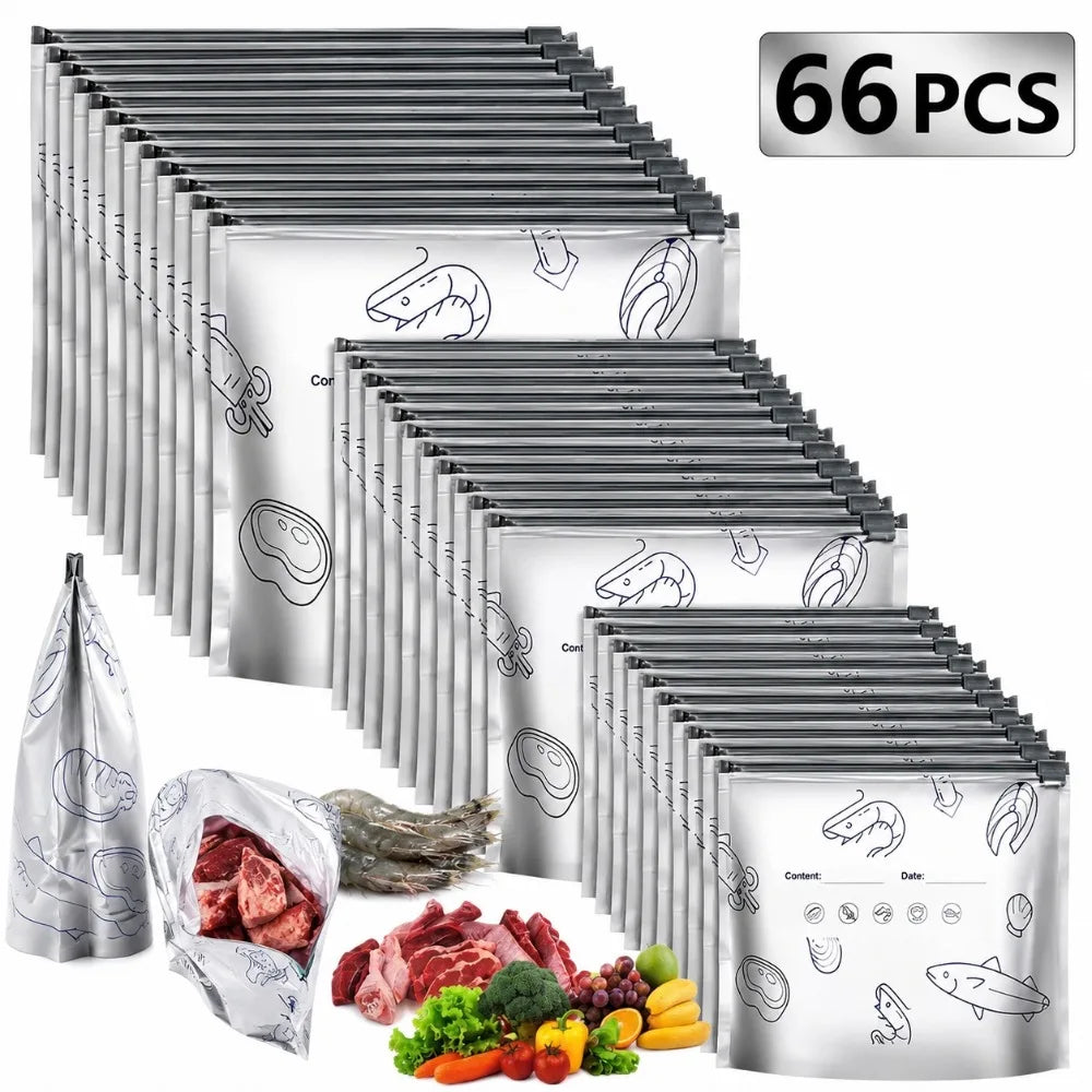 66Pcs Aluminum Foil Bags, Zipper Pouches & Air Fryer Liners Food Storage Set Nixie