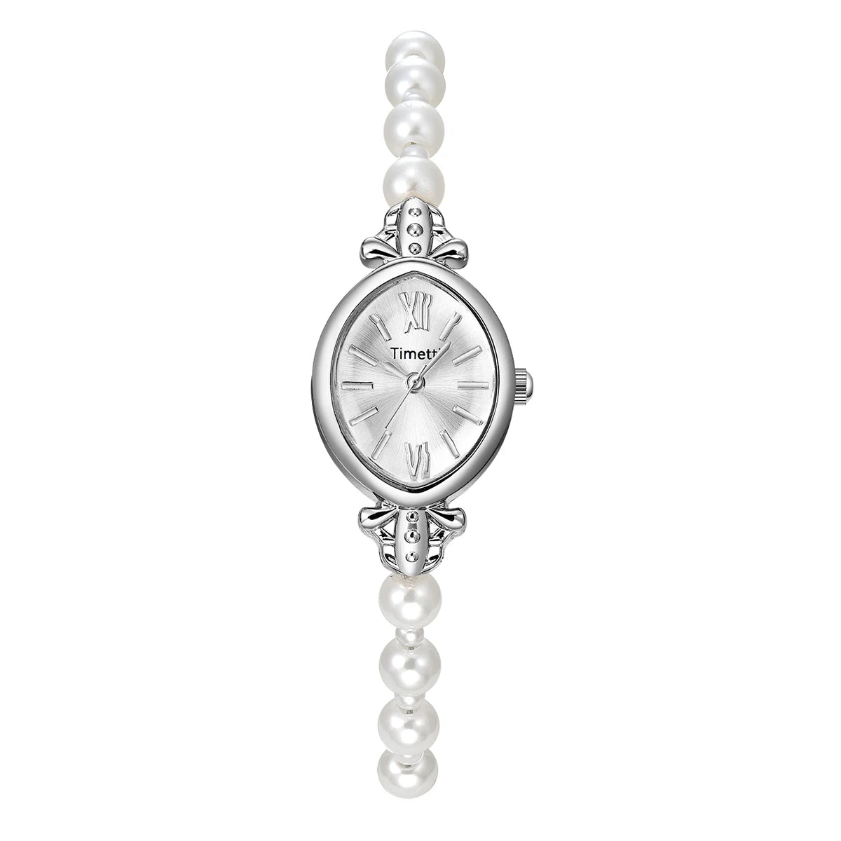Timetti Retro Roman Numeral Quartz Watch | Alloy Band Quartz Wrist Watch Nixie Silver