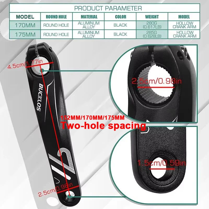 BUCKLOS 152/170/175mm Aluminum Alloy Bike Crank Arms Bicycle Crank Arms Nixie