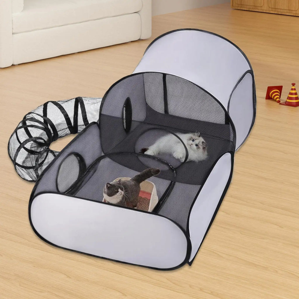 Foldable Cat Tent with Tunnel – Large Pet Playpen for Cats & Dogs Cat Playpen Tent Nixie