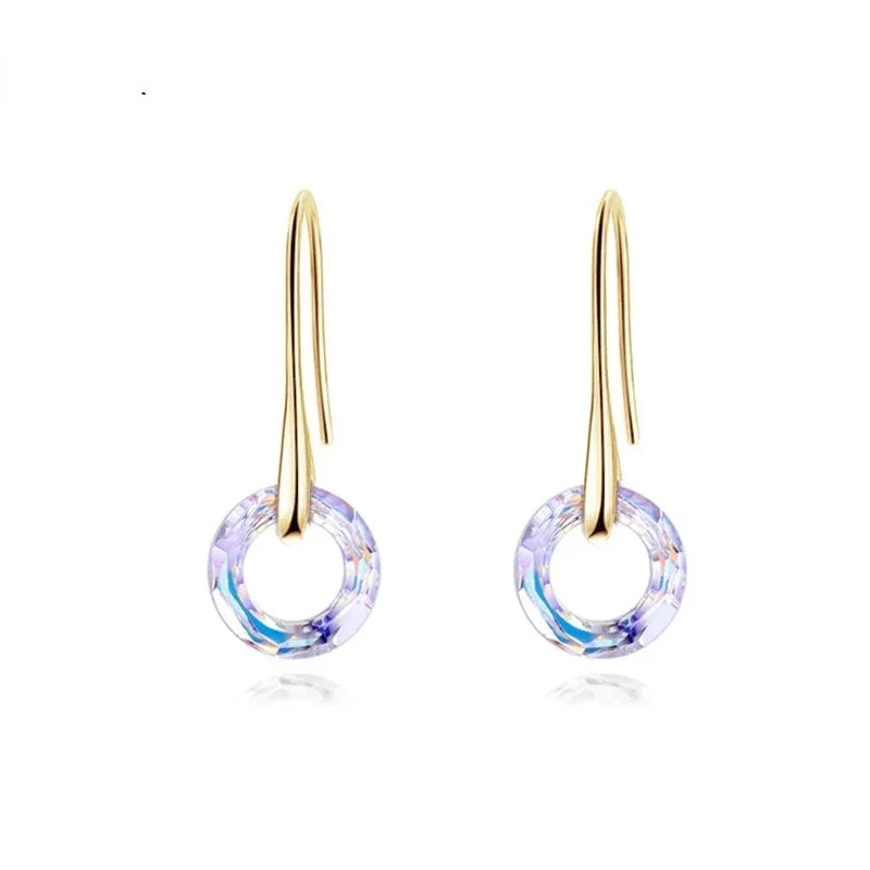 Crystal Circle Drop Earrings for Women | Gold Bohemian Dangle Dangle Earrings Nixie