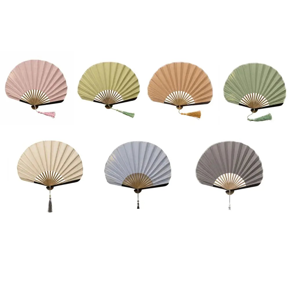 Japanese Folding Hand Fan – Cotton Linen & Bamboo, Retro Style Folding Hand Fan Nixie