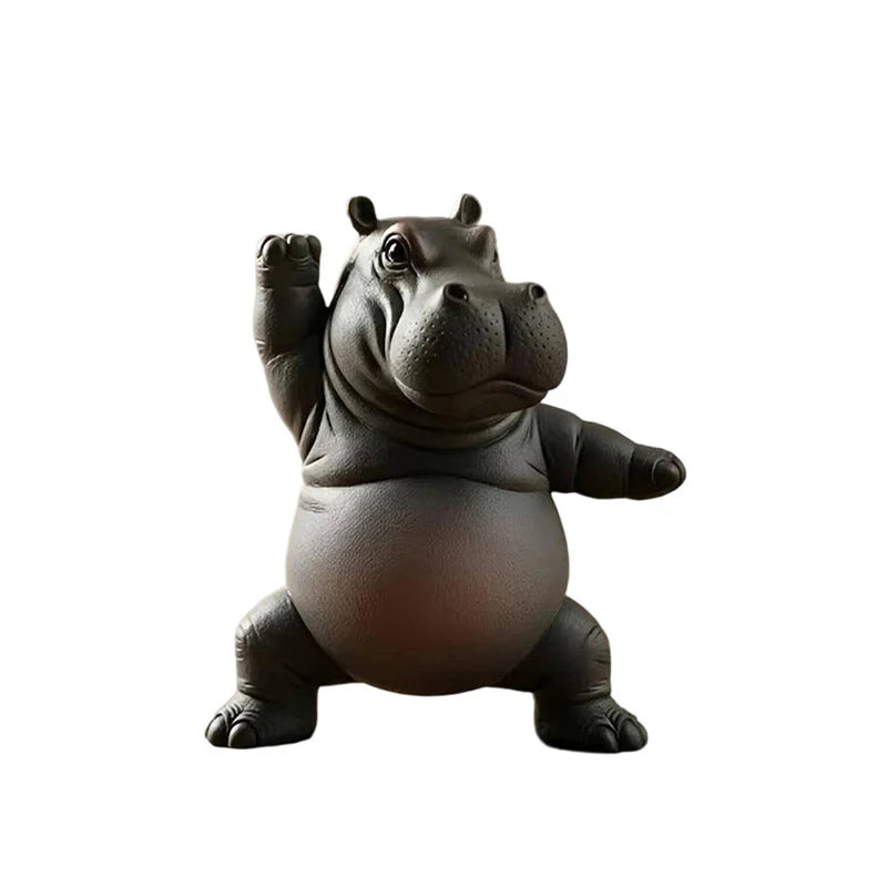 Yoga Hippo Statue – Handcrafted Resin Hippopotamus Figurine