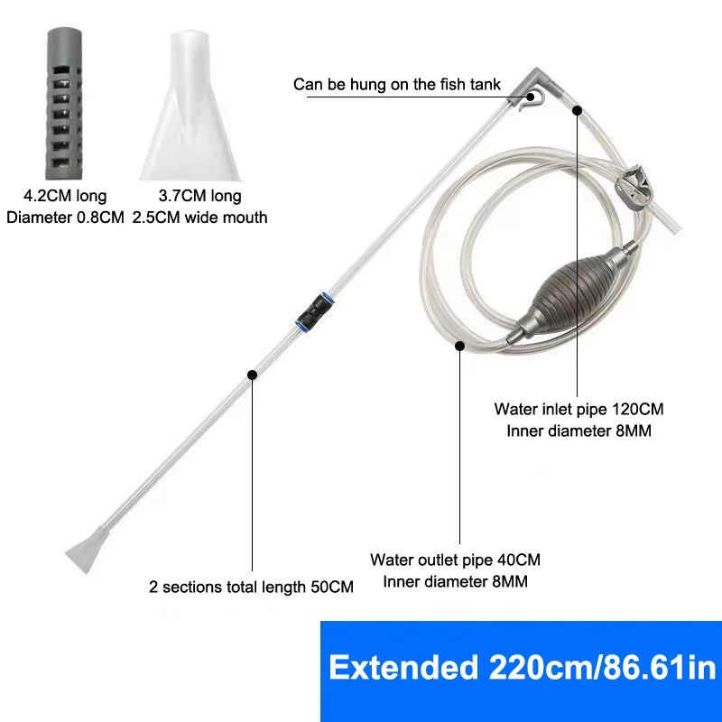 Manual Aquarium Vacuum Siphon Pump – Fish Tank Water Changer Aquarium Siphon Pump Nixie