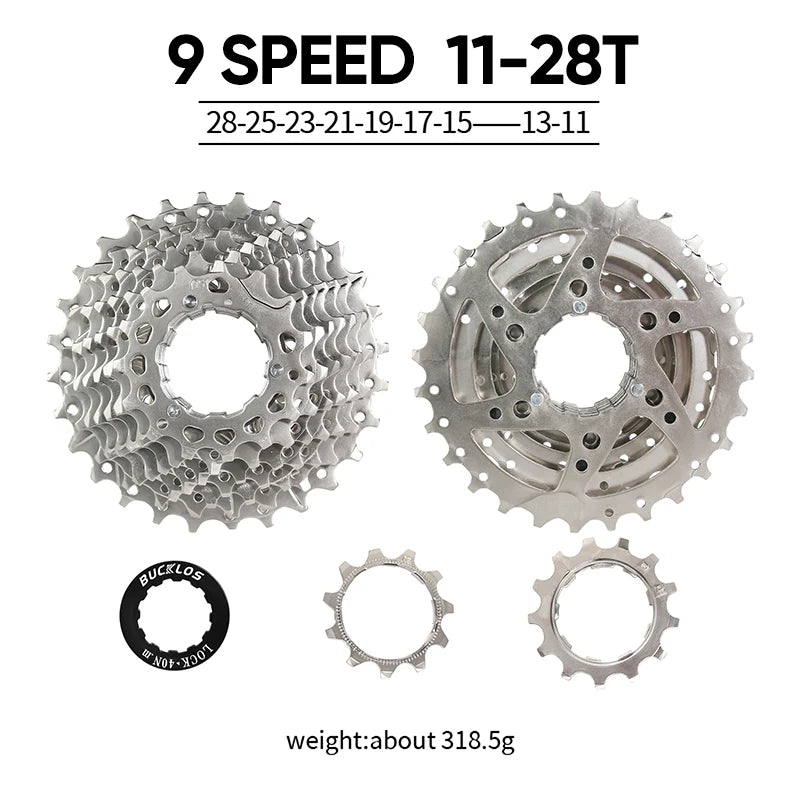 BUCKLOS Bike Cassette 8-12 Speed MTB Road Shimano HG Sprocket Bike Cassette Nixie 9S 11-28T