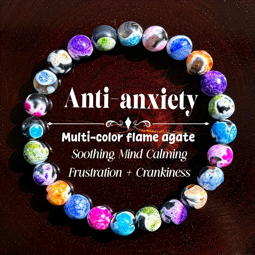 Natural Stone Bead Bracelet – Amethyst, Agate & Tiger Eye
