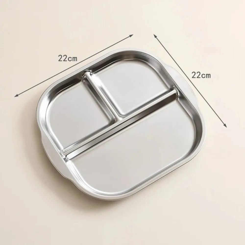 304 Stainless Steel 3-Compartment Divided Plate for Kids Divided Dinner Plate Nixie
