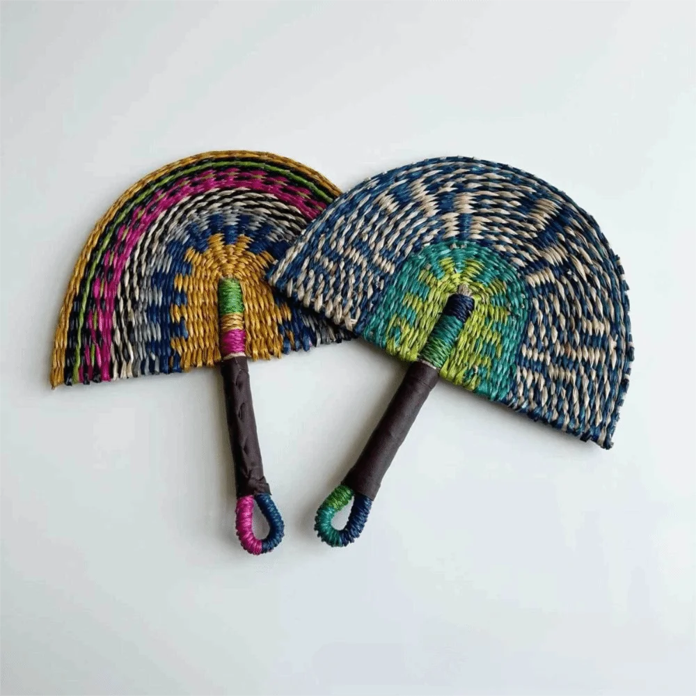 Natural Seaweed Straw Woven Fan – Boho Handheld & Home Décor Decorative Woven Fan Nixie