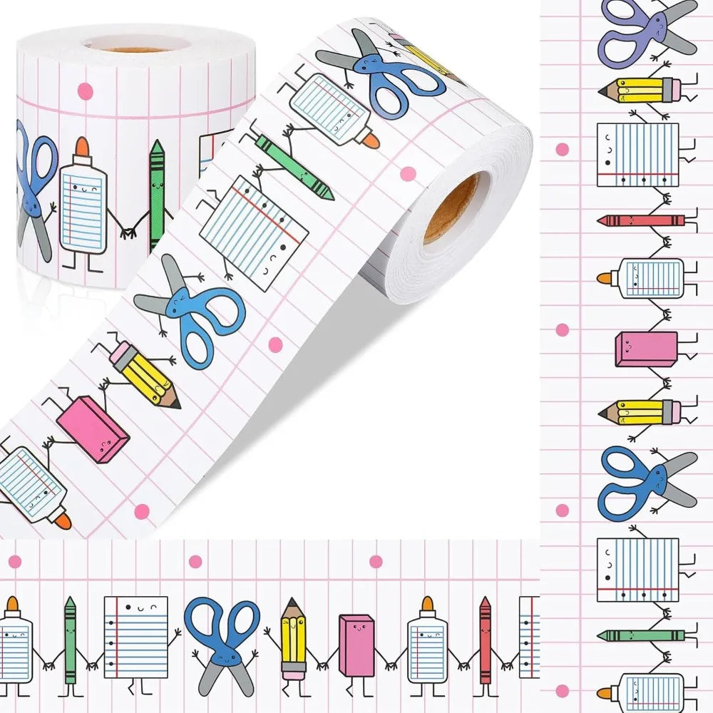 Cartoon Bulletin Board Border Sticker Roll 10m – Classroom Decor Wall Border Sticker Nixie A