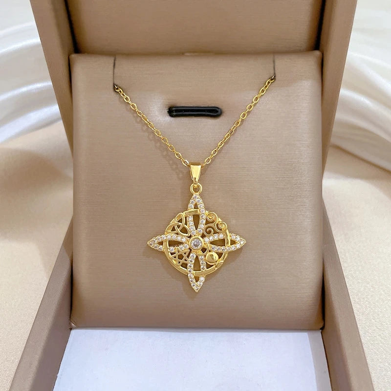 Lucky Clover Pendant Necklace – Gold Plated Stainless Steel Pendant Necklace Nixie