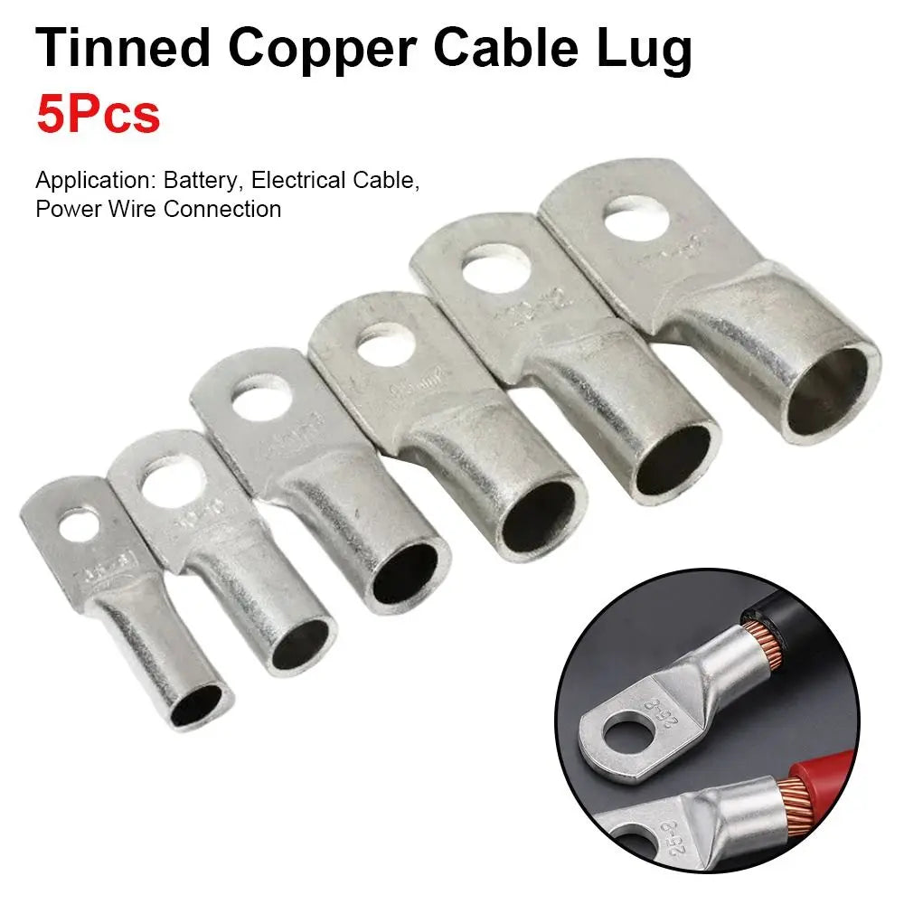 5Pcs JG Tinned Copper Ring Crimp Terminal Lugs 14-2AWG M6-M12 Ring Crimp Terminal Nixie