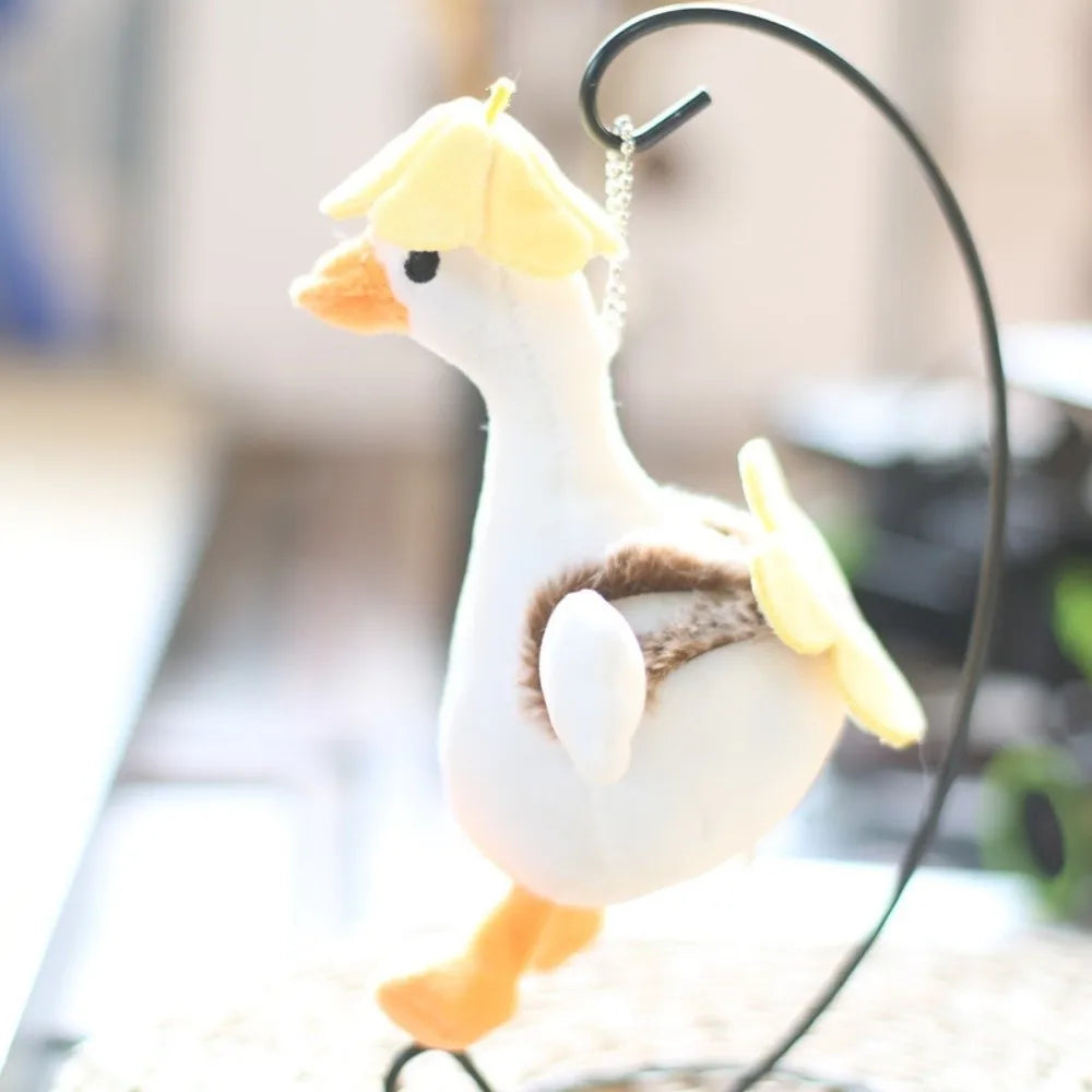 Cute Plush White Goose Keychain – Soft Cartoon Animal Charm Plush Keychain Charm Nixie Yellow--