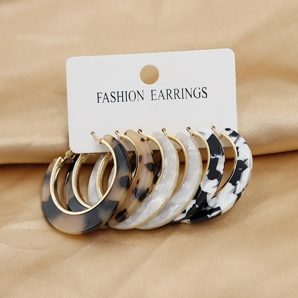 Leopard Print Hoop & Drop Earrings Set – 3 or 6 Pairs Drop Hoop Earrings Nixie Style H