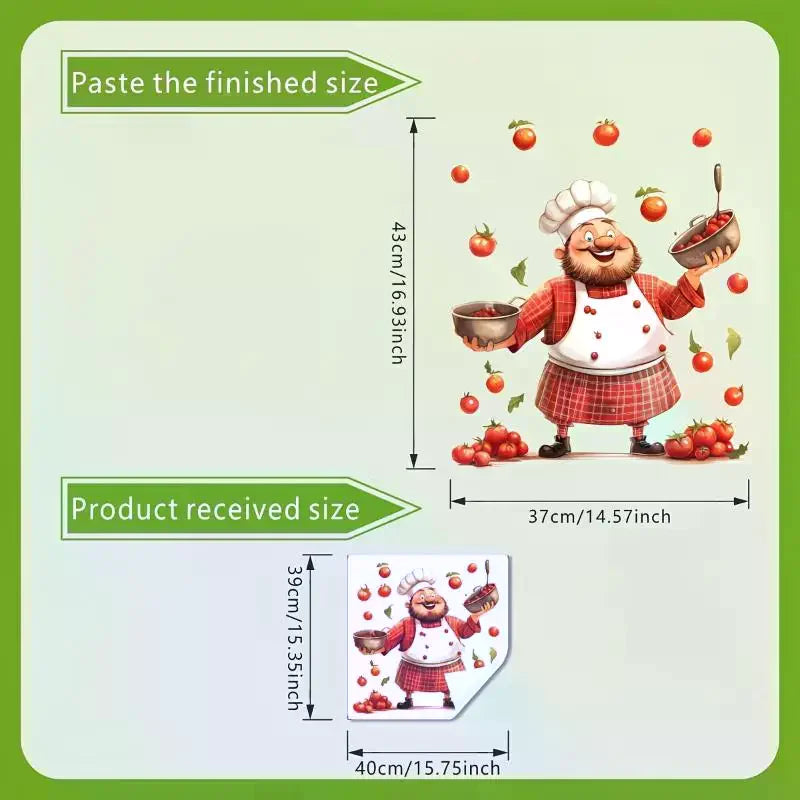 Chef Kitchen Stickers – Fun Removable PVC Appliance Decals Kitchen Wall Decals Nixie