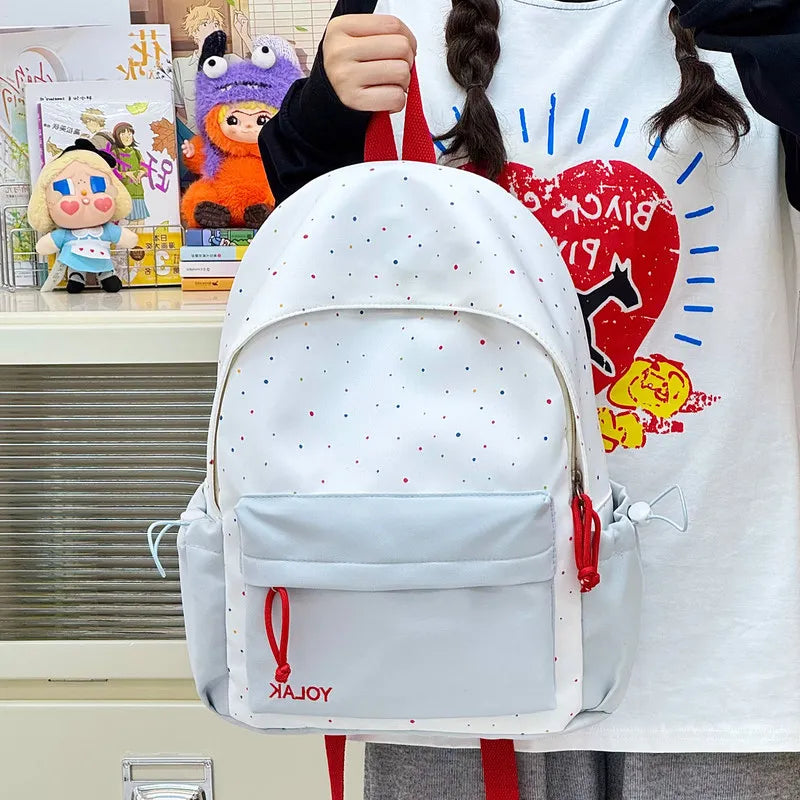 Korean Striped Polka Dot Nylon Backpack for Women | Nixie Women's Backpack Nixie