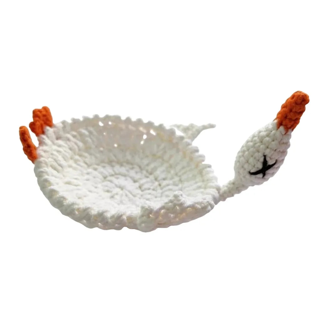 Handmade Crochet Animal Coaster – Cute Knitted Cup Mat Crochet Coaster Nixie Goose