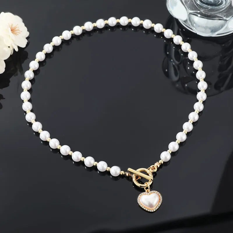 Gold Heart Diamond Collarbone Necklace for Women | 43cm Fashion Necklace Nixie