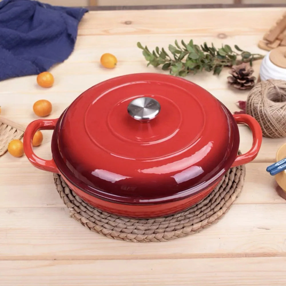 4.5L Cast Iron Dutch Oven Casserole Pot with Lid | FEB.WIND