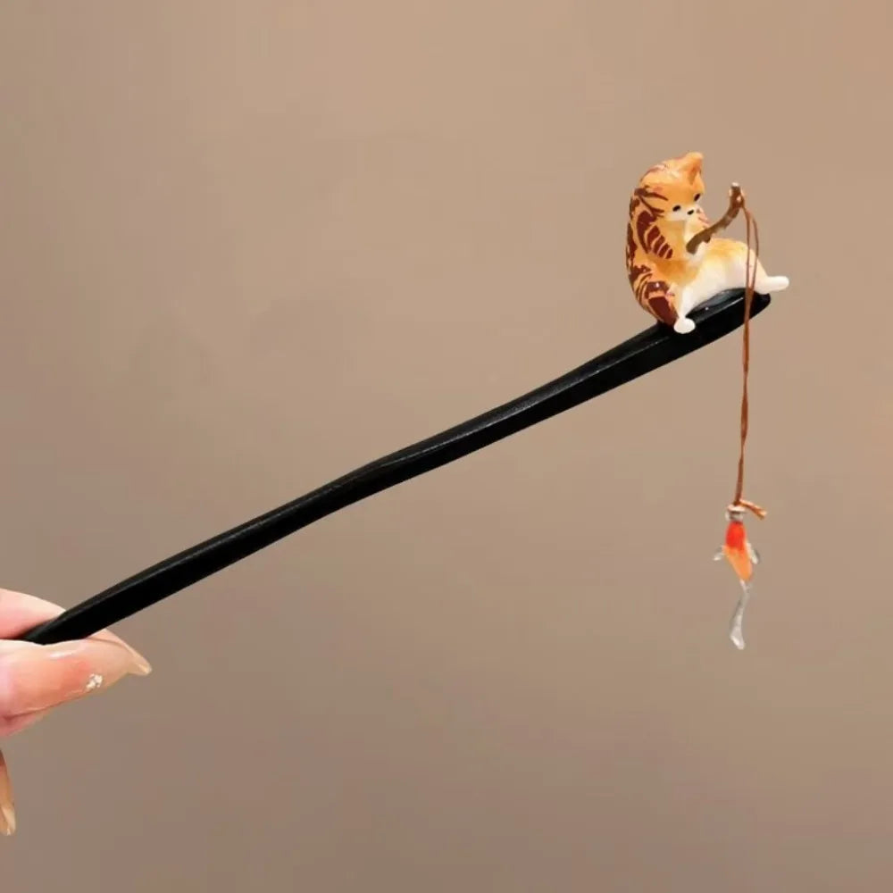 Retro Wooden Hair Stick Tassel Sandalwood Hanfu Accessory