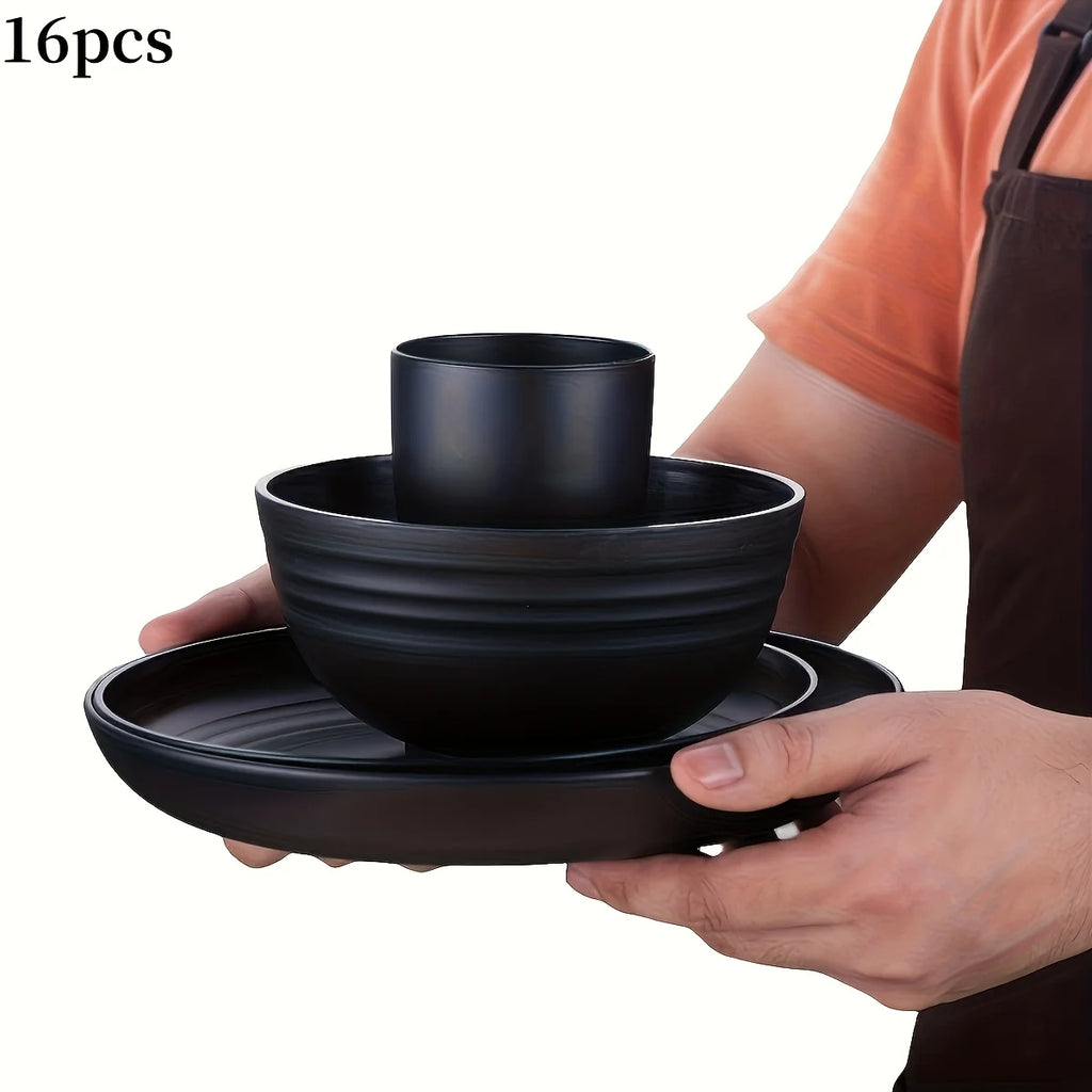 16-Pc Unbreakable Plastic Dinnerware Set | Microwave Safe Plastic Dinnerware Set Nixie