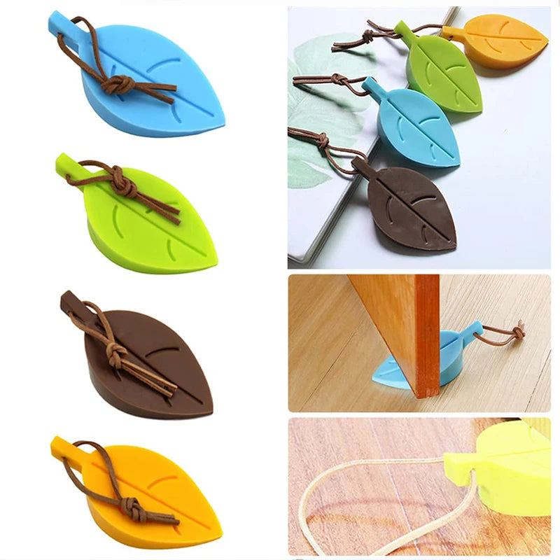 Kids Cartoon Leaf Silicone Door Stopper – 4 Colors Safety
