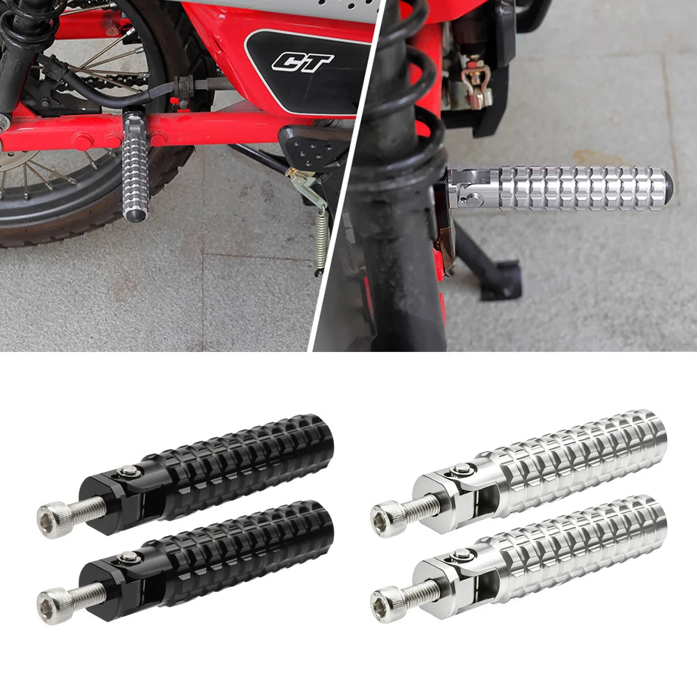 KEMITOUR 8MM Universal Aluminium Motorcycle Foot Pegs Auto Rebound Motorcycle Foot Pegs Nixie