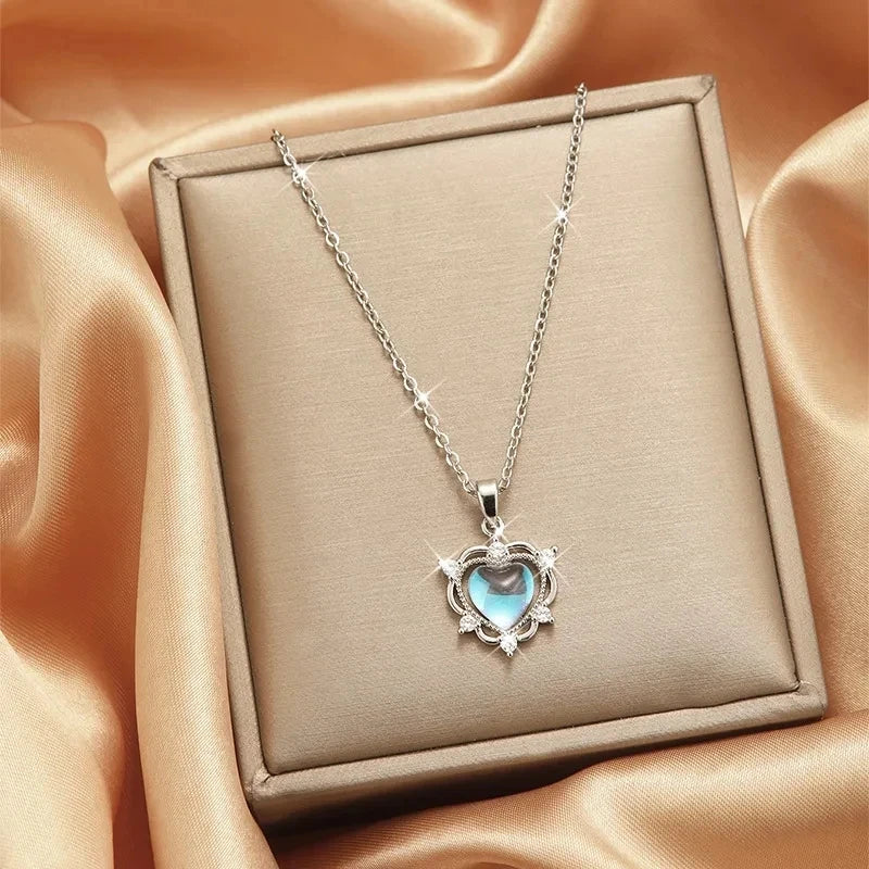 Stainless Steel Heart Pendant Necklace | Minimalist Clavicle Chain Heart Pendant Necklace Nixie XL1470-025