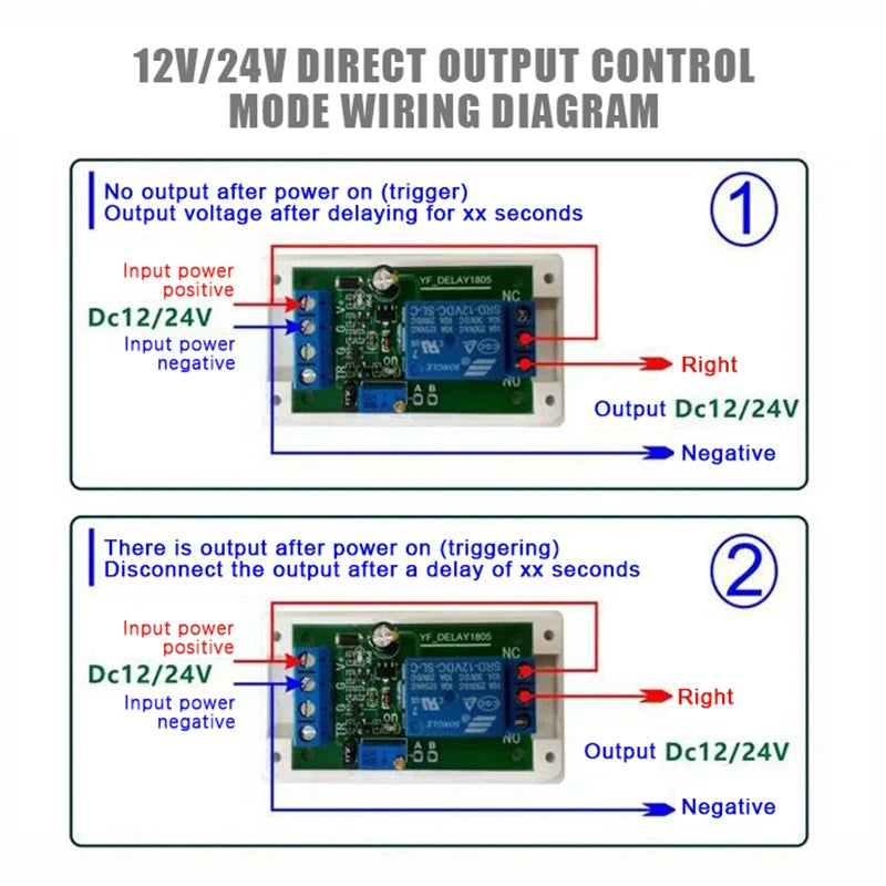 DC 12V/24V Delay Power-Off Relay Switch Module NC/COM/NO Delay Relay Module Nixie