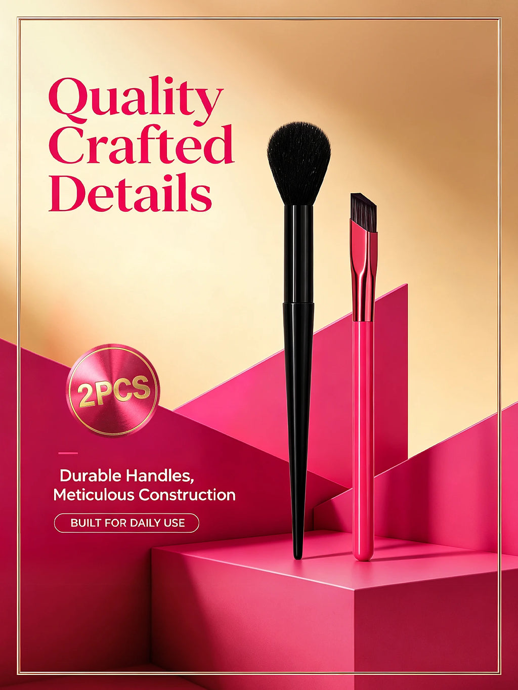 2Pcs Makeup Brush Set – Fluffy Blush & Angled Brow Brush Makeup Brush Set Nixie Red